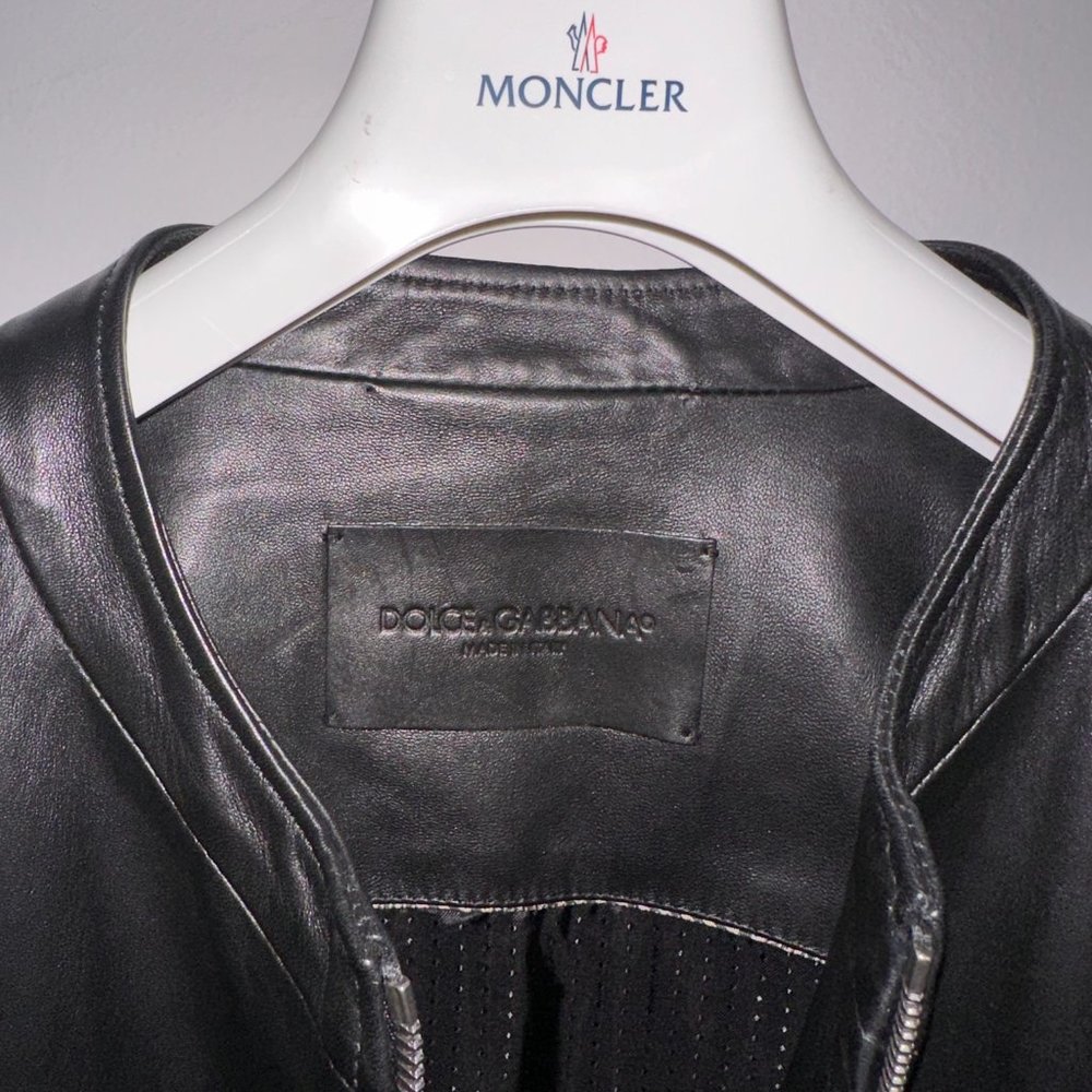 DOLCE & GABBANA Pre-owned Men's Black 100% Leather Full Zip Basic Jacket